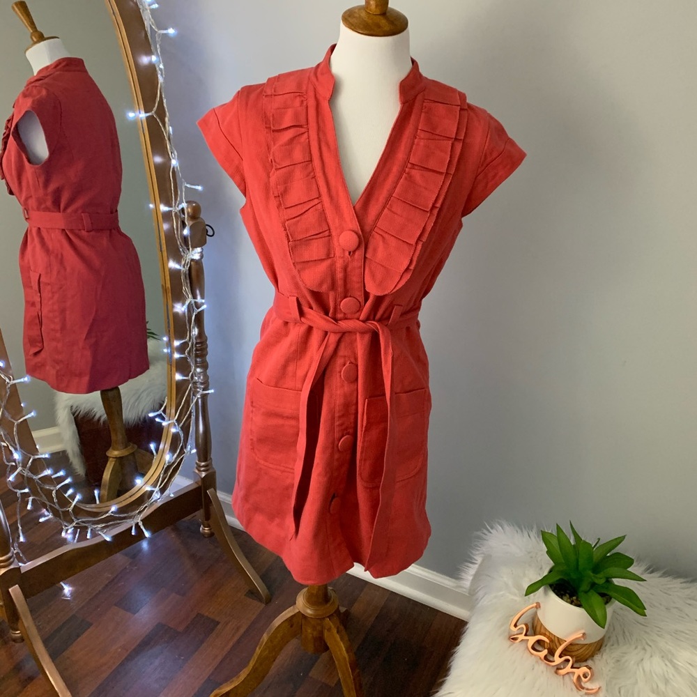 Anthro’s Tabitha Belted Ruffle Button Jacket - image 3